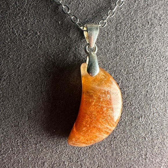 B.Rising Jewelry - Sunstone Crescent Moon Pendant Necklace